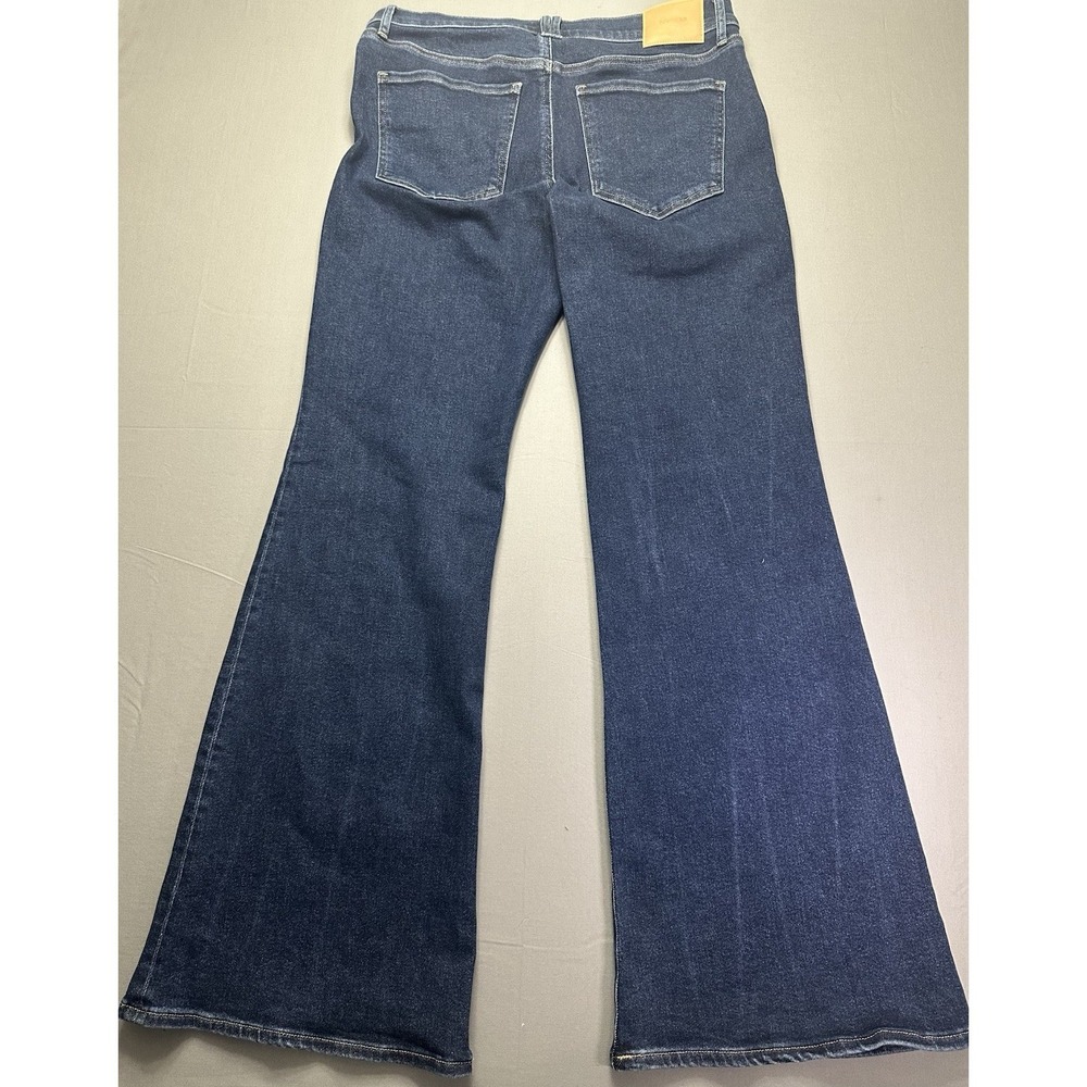 Y2K Style Express Women's '70s Flare Mid Rise Jeans  12R Blue Dark Wash Stretch